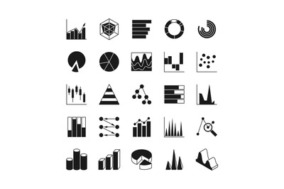 Data bar graphic and statistics charts vector icons. Growth line busin