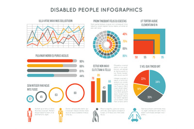 Healthcare and disability vector infographic with disabled person icon