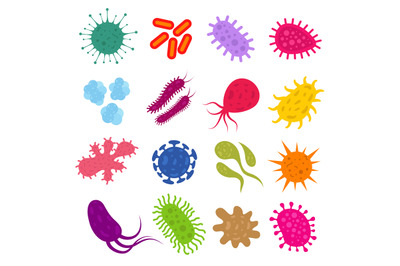 Infection bacteria and pandemic virus vector biology icons