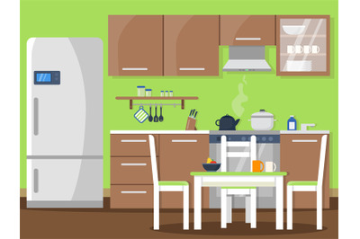 Vector flat illustration of kitchen interior