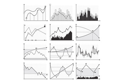 Finance charts and business graphics. Analysis diagrams. Vector pictur