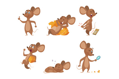 Various characters of mice in action poses