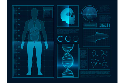 Digital abstract illustrations for health infographic. Pictures of web