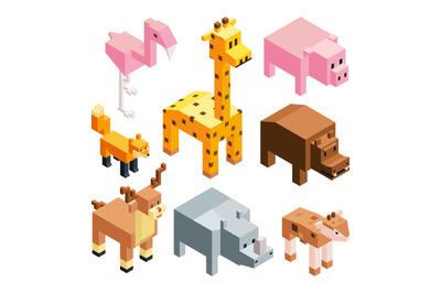 Isometric illustrations of stylized 3d animals