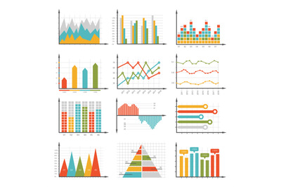 Infographics symbols. Business graphs and diagrams set