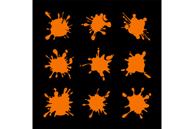 Splashes of orange juice. Vector pictures isolate