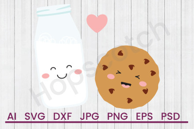 Milk &amp; Cookie - SVG File, DXF File