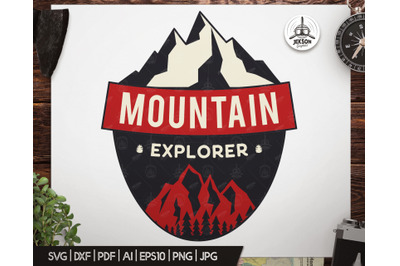 Mountain Explore Badge / Vintage Travel Logo Patch
