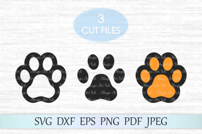 Paw print cut file&2C; Dog paw svg&2C; Paw print clipart