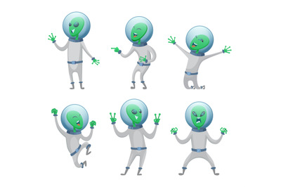 Cartoon aliens in various action poses