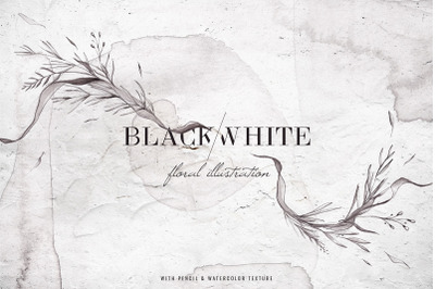 Black &amp; White Watercolor Floral
