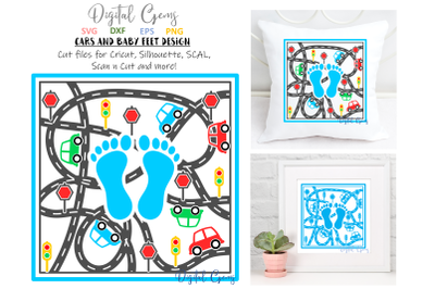 Baby feet and cars / baby boy design
