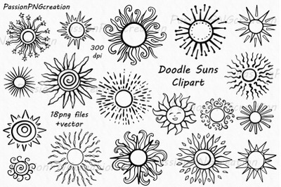 Doodle Suns Clipart
