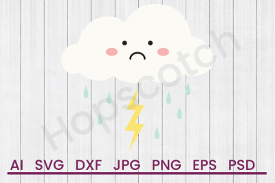 Sad Cloud - SVG File&2C; DXF File