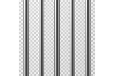 Realistic metal prison bars. Jailhouse grid isolated vector illustrati