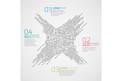 Computer technology vector infographic template with circuit board and