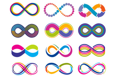 Endless mobius loop infinity vector concept symbols. Eternity icons