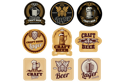 Vintage beer bottle vector labels