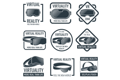 Futuristic helmet virtual reality headset logos. Vr glasses head-mount