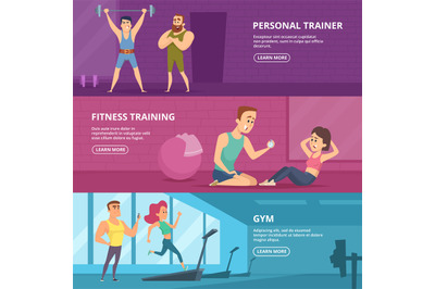 Gym banners. Advertising pictures for gym
