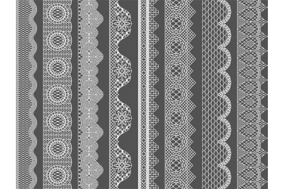 Vector seamless lace ribbon borders