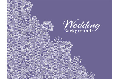 Wedding floral vector background with lace pattern