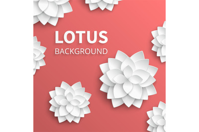 Abstract floral vector background with paper lotus flowers