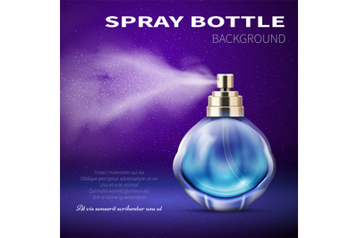 Deodorant bottle with translucent water spray mist. Product promotiona