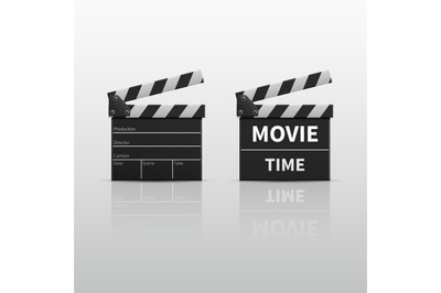 Movie clapperboard or film clapper isolated on white vector illustrati
