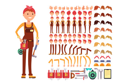 Female technician cartoon vector character. Woman mechanic in jumpsuit