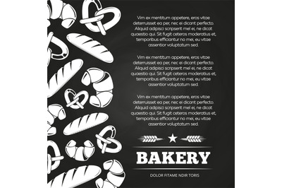 Blackboard poster with bread and croissant - bakery chalkboard backgro