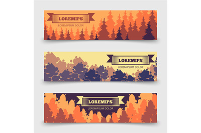 Abstract forest horizontal banners template - banners with trees desig