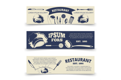 Vintage restaurant horizontal banners template