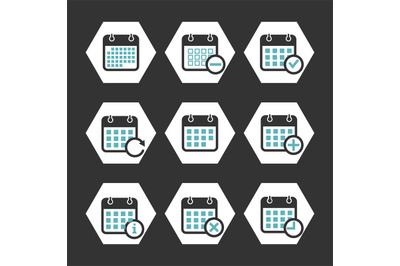 Calendar vector icons with event, progress and other symbols