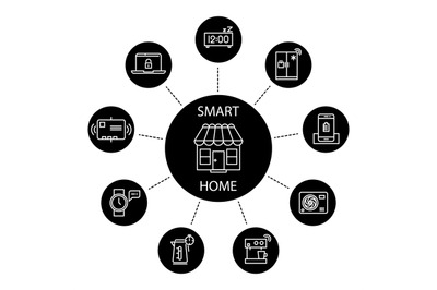 Smart home concept with thin line icons