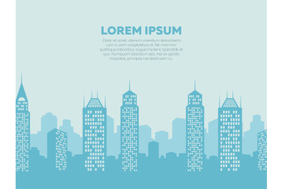 City landscape background - poster with downtown silhouettes