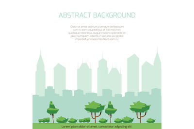 Eco city concept background - modern city silhouette and flat park des