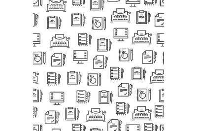 Writing tools line seamless pattern - creative background design