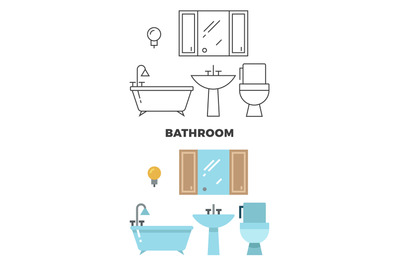 Bathroom concept - flat style and line style bathroom design