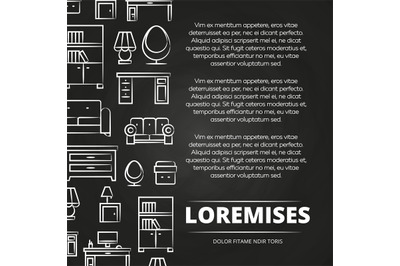 Furniture shop or advertising blackboard poster design