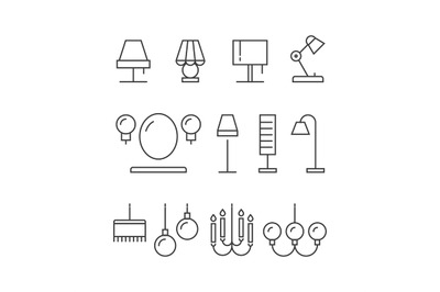 Lighting icons collection - lamps, floor lamps