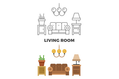Living room concept - flat and line style living room design