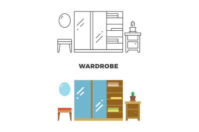 Wardrobe concept design - flat and line style furniture