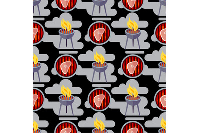 BBQ seamless pattern design with meat - food background