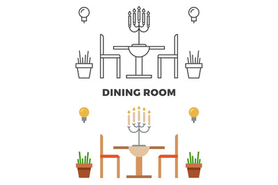 Dining room concept - flat style and line style dining room