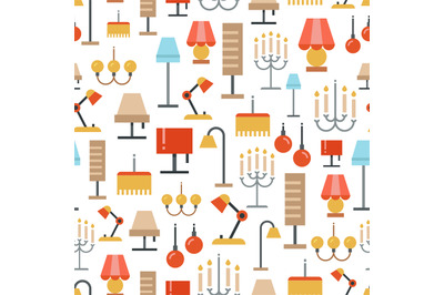 Lighting seamless pattern - texture with flat lamps