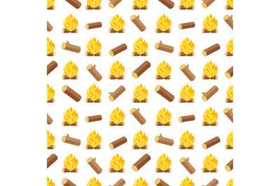 Wood logs and bonfires seamless pattern