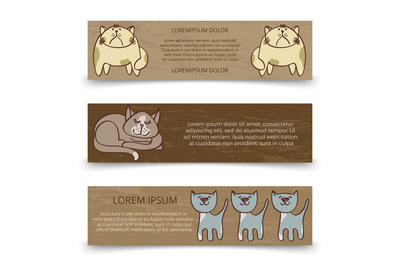 Cute hand drawn cats banners template