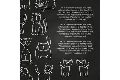 Doodle cats chalkboard poster background