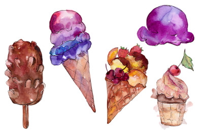 Ice cream the joy of childhood Watercolor png